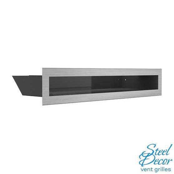 Rectangular metal vent grille on a white background with 'Steel Decor' branding.