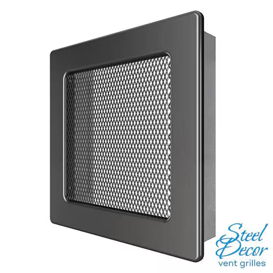 Metal vent grille with Steel Decor branding on a white background