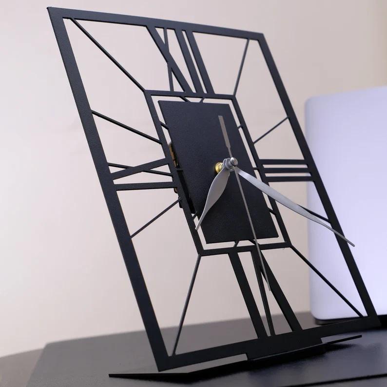 Stylish Metal Silent Desk Clock, 9.8 Inches (25 cm) TC-008