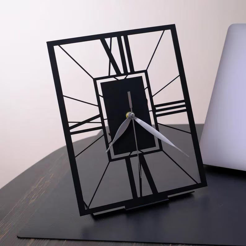 Stylish Metal Silent Desk Clock, 9.8 Inches (25 cm) TC-008