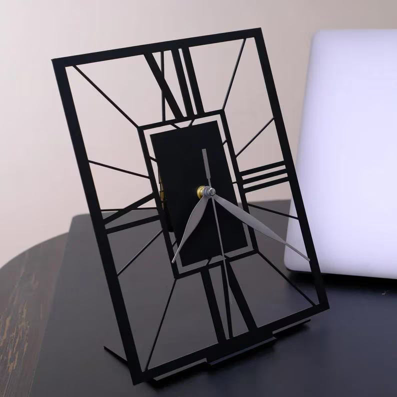 Stylish Metal Silent Desk Clock, 9.8 Inches (25 cm) TC-008